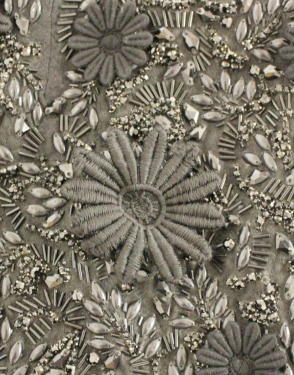 Black floral crystal embedded dress
