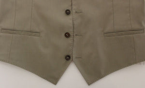 Beige Cotton Dress Vest Blazer Jacket