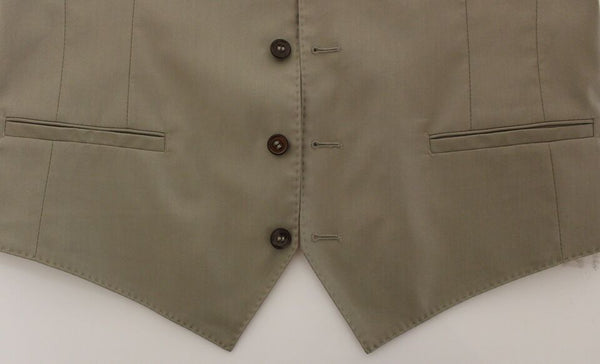 Beige Cotton Dress Vest Blazer Jacket