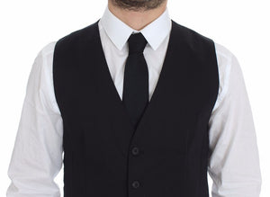 Blue Cotton Stretch Dress Vest Blazer