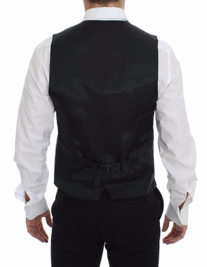 Gray Striped Wool Logo Vest Gilet Weste