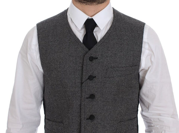 Gray Cotton Blend Logo Vest Gilet Weste