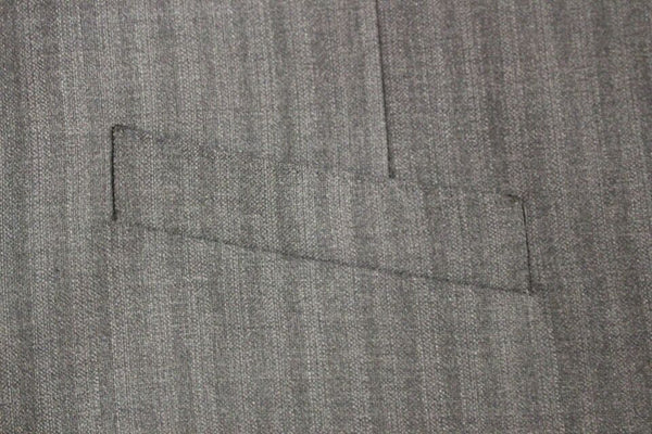 Gray Striped Wool Single Breasted Vest