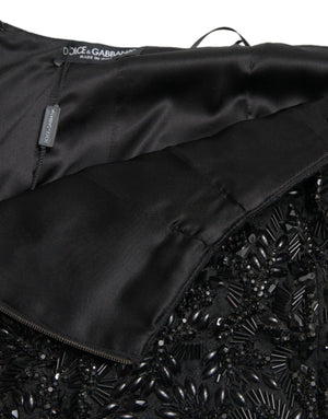 Black Crystal Handmade Knee Pencil Skirt