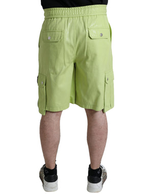 Light Green Cotton Men Cargo Bermuda Shorts