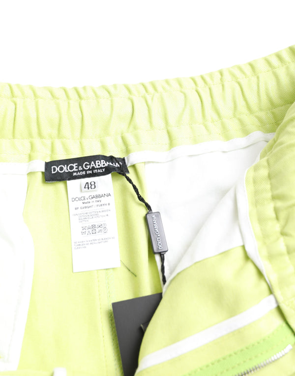 Light Green Cotton Men Cargo Bermuda Shorts