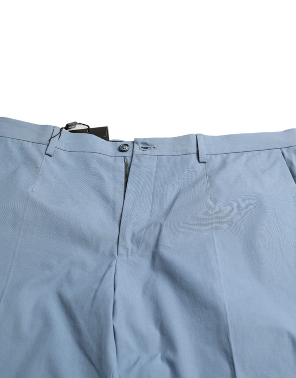 Sky Blue Cotton Folded Hem Men Bermuda Shorts