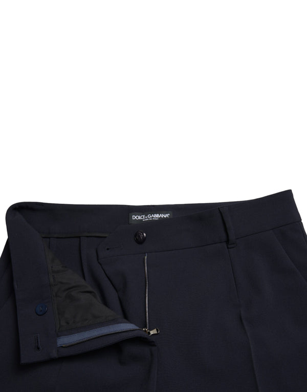 Blue Mid Waist Tapered Cropped Pants