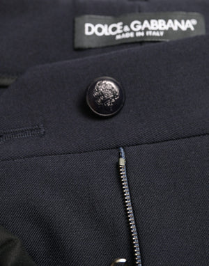 Blue Mid Waist Tapered Cropped Pants