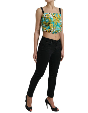 Multicolor Floral Sleeveless Cropped Top