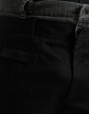 Black Gray Slim Cotton Denim Jeans Pants