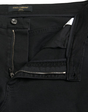 Black Cotton High Waist Tattered Denim Jeans