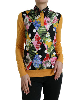 Multicolor Patchwork Cashmere Henley Sweater