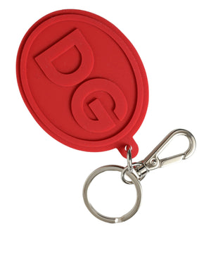 Red Rubber DG Logo Silver Brass Metal Keyring Keychain