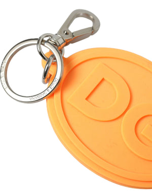 Orange Rubber DG Logo Silver Brass Metal Keyring Keychain