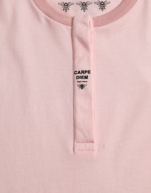 Pink Floral Print Cotton Short Sleeves T-shirt