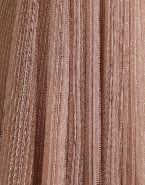 Light Lilac Pleated Lame Tulle One Shoulder Dress