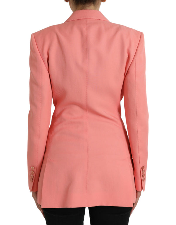 Pink Polyester Single Breasted Blazer Jacket