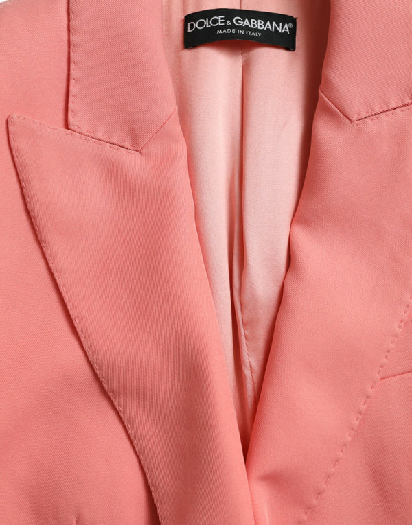 Pink Polyester Single Breasted Blazer Jacket