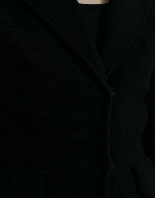Black Viscose Single Breasted Blazer Jacket
