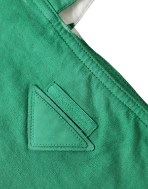 Green Jersey Fabric Logo Shoulder Shopping Tote Shopping Bag