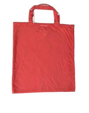 Red Jersey Fabric Logo Shoulder Shopping Tote Bag
