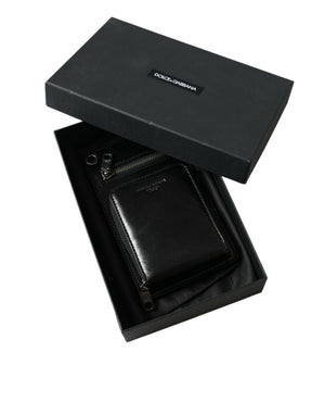 Wallet Black Horse Leather Zip Logo Cross Body Phone Slot