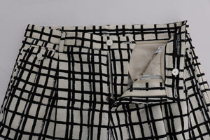 White Black Striped Casual Shorts