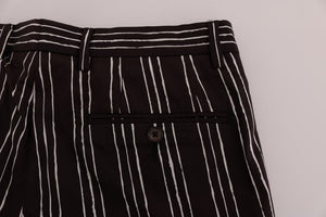 Bordeaux White Striped Hemp Casual Shorts