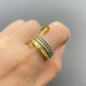 Two-Tone Orbit Crystal Statement Ring
