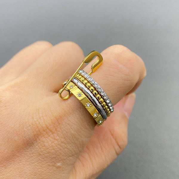 Two-Tone Orbit Crystal Statement Ring