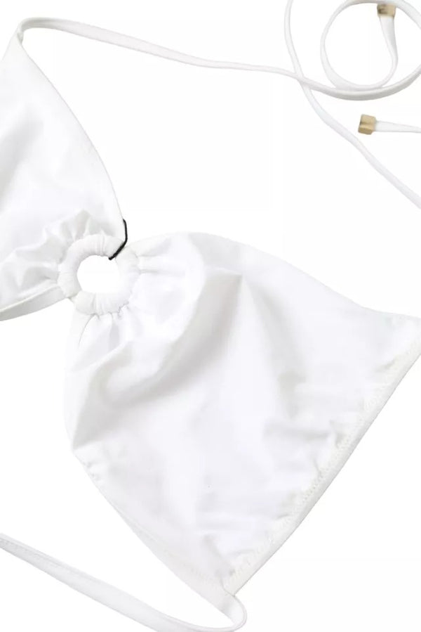 White Nylon Stretch Swimwear Top Bikini