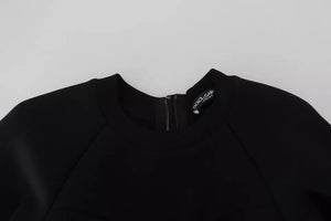 Cotton Black Long Sleeves A-line Mini Dress