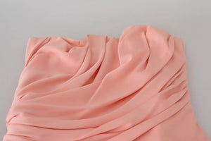 Pink Silk Stretch Strapless Sheath Dress