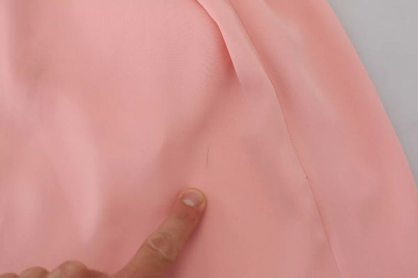 Pink Silk Stretch Strapless Sheath Midi Dress