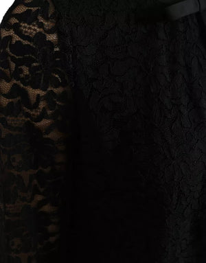 Black Floral Lace Blouse T-shirt Staff Top