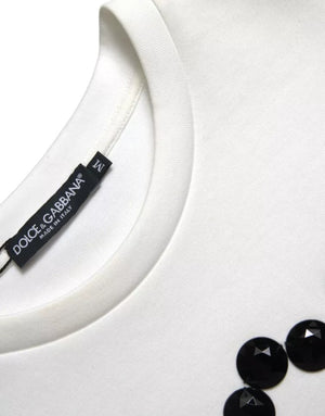 White Cotton Black HOT Crystal Top T-shirt