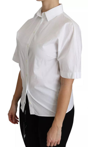 White Collared Short Sleeve Polo Shirt Top