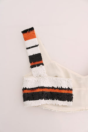 Multicolor Sequined Stretch Bustier Top