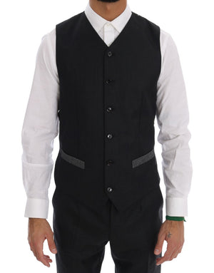 Gray Wool Double Breasted 3 Piece Suit