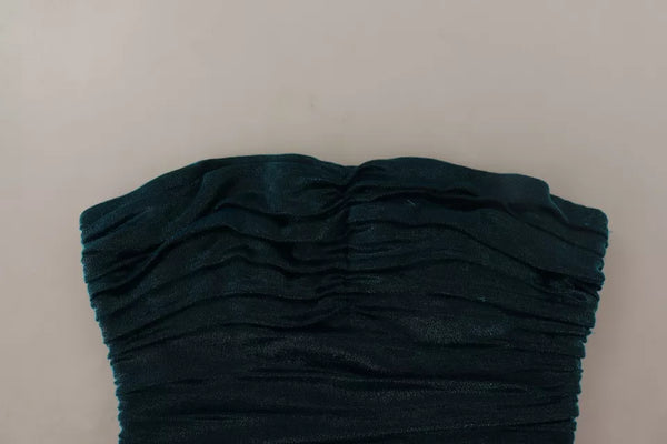 Turquoise Bustier Bodice Draped Midi Dress