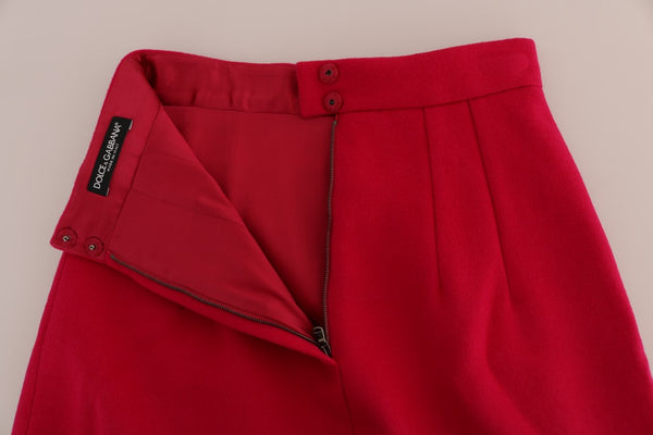 Pink Wool Knee Long A-Line Skirt