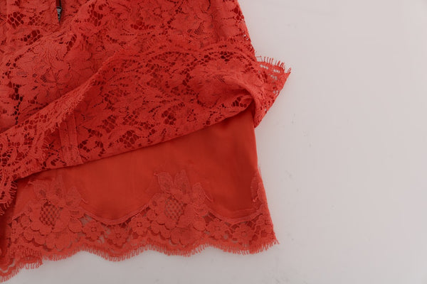 Orange Macramé Lace Pencil Skirt