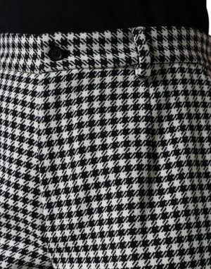 Black White Houndstooth Cropped Wide Leg Pants