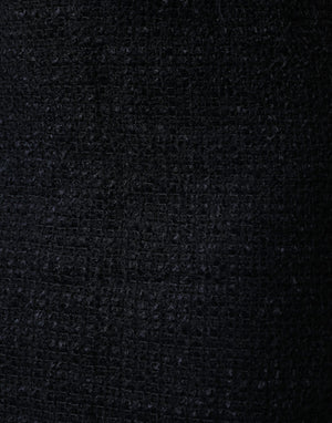 Black Virgin Wool Pencil Cut Midi Skirt