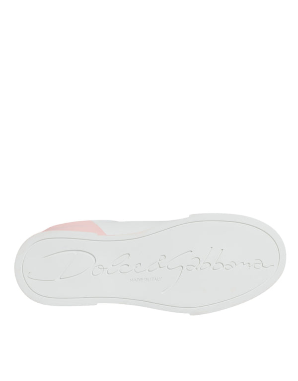 White Pink Portofino Low Top Sneakers Shoes