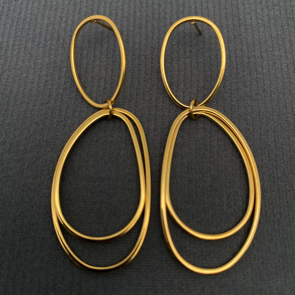 Golden Orbit Double Drop Earrings