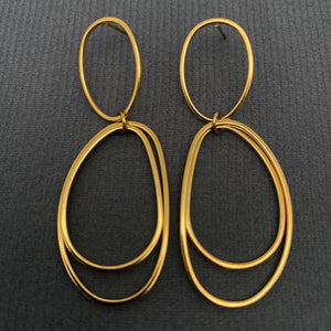 Golden Orbit Double Drop Earrings