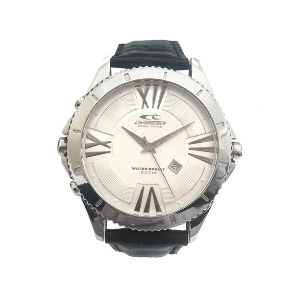 Black Leather Dress Watch