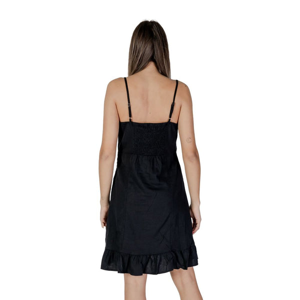 Black Linen Midi Dress